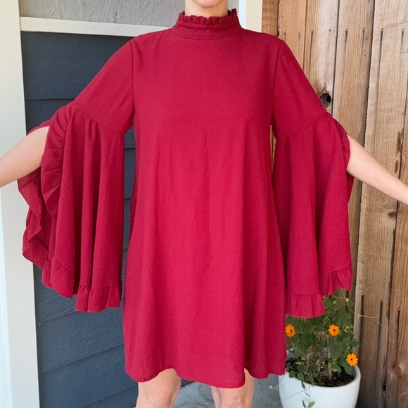 Red Mod/60s Witchy Boho Dress - Picture 3 of 11